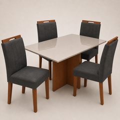 MESA MALAGA 1.00X80 + 4 CADEIRAS MALAGA