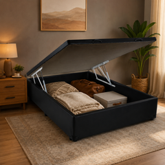 BASE BAU CASAL BLINDADO BLU - PRETO SUEDE