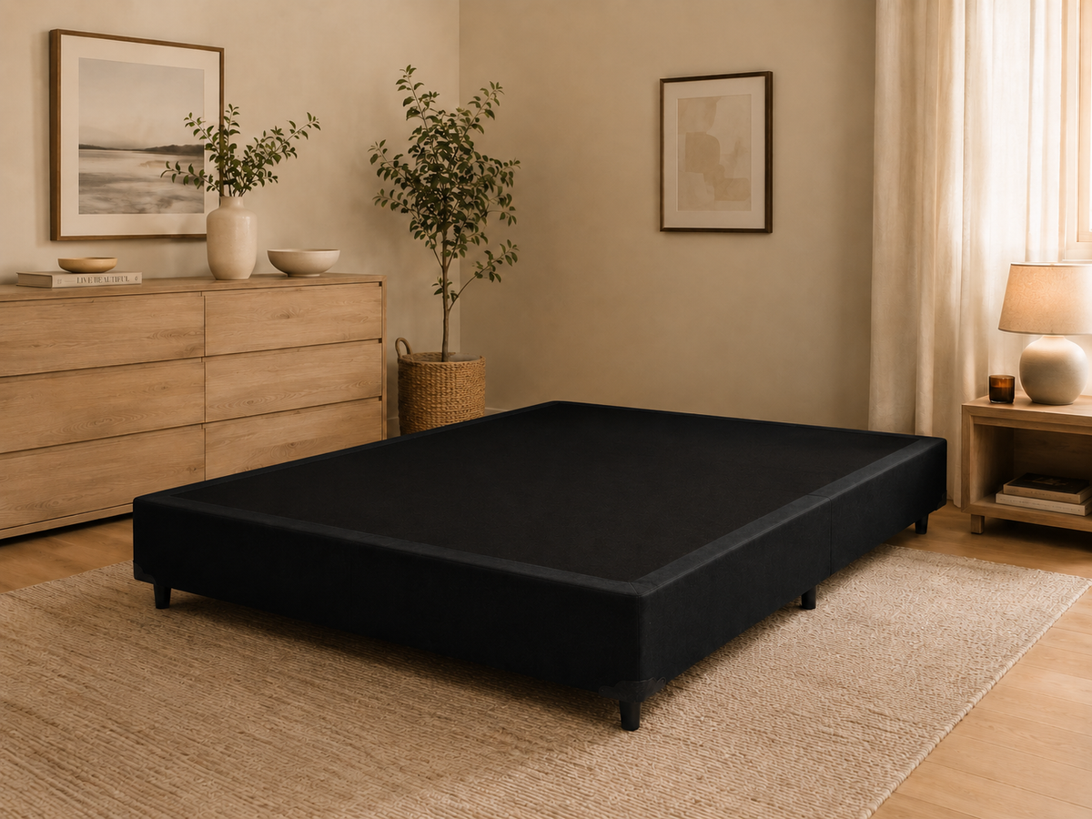 BASE BOX CASAL SIMPLES - PRETO SUEDE BIO STAR/MOLEJO