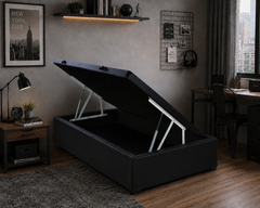 BASE BAU SOLTEIRO BLINDADO BLU 38X88X188CM - PRETO CORINO