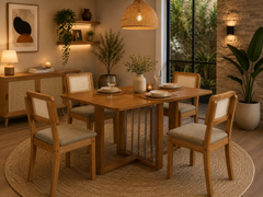 MESA ANTONELA + 4 CADEIRAS GARDENIA CANELA/L. AREIA