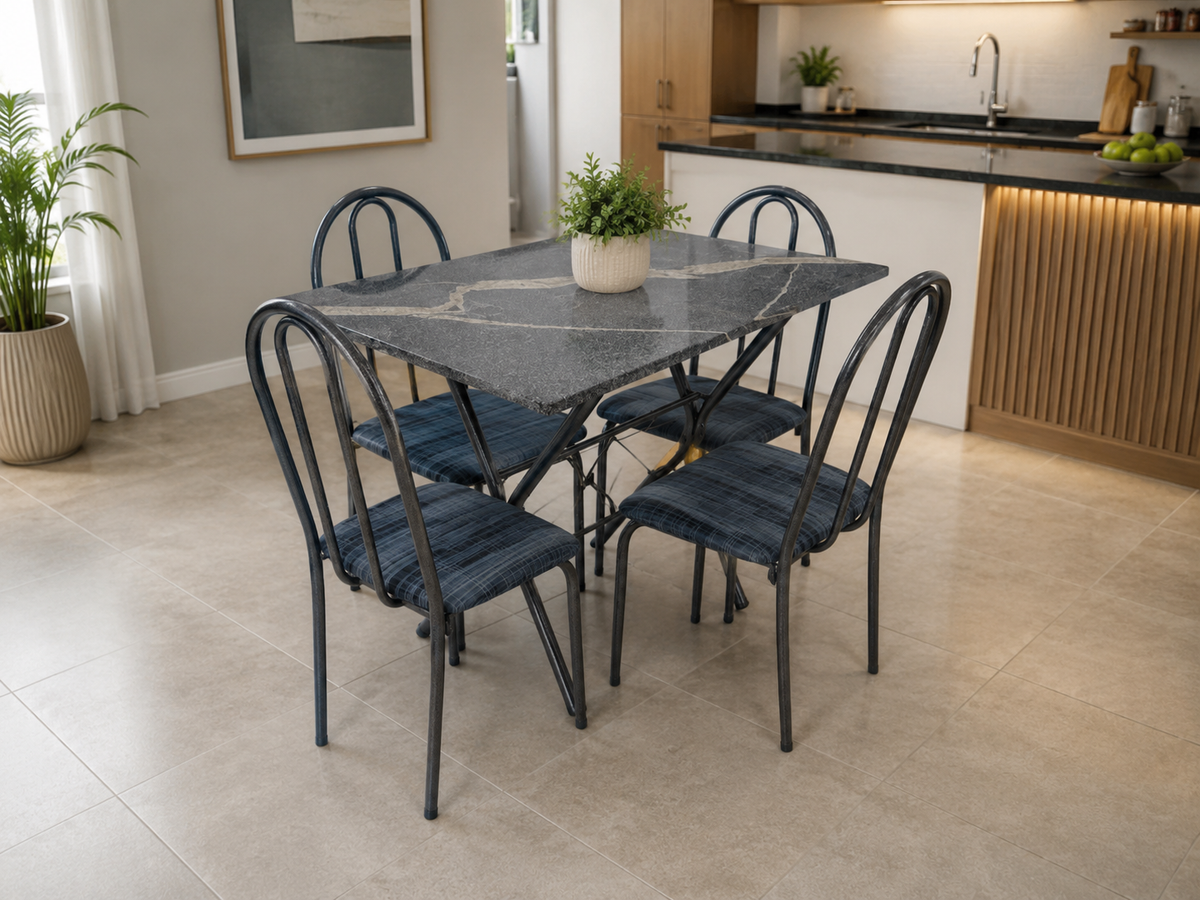 MESA TUBULAR PEDRA 1.00X60CM | 4 CADEIRAS ANNE SORTIDAS