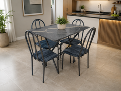 MESA TUBULAR PEDRA 1.00X60CM | 4 CADEIRAS ANNE SORTIDAS