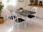 MESA TUBULAR PEDRA 1.00X60CM | 4 CADEIRAS ANNE SORTIDAS