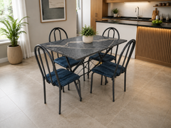 MESA TUBULAR PEDRA 1.20X75CM | 4 CADEIRAS ANNE SORTIDAS