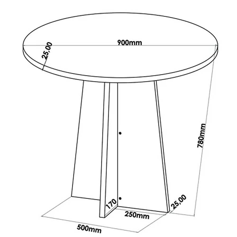 Conjunto Mesa de Jantar com 4 Cadeiras Tampo Redondo Flipp Viero Brisa Mel Blonde Pastel