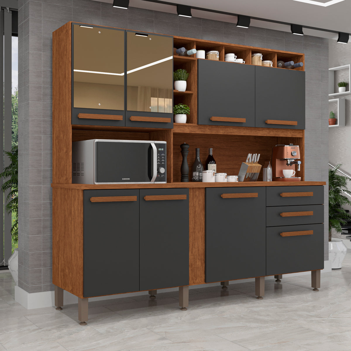 COZINHA ANTONELA C/ ESPELHO- CINAMOMO/OFF WHITE