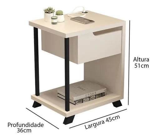 Mesa de Cabeceira com Entrada USB Integrada JB 1010