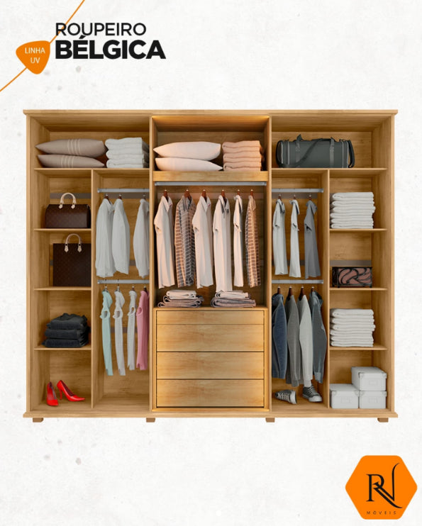 GUARDA ROUPA BELGICA | CINAMOMO/OFF WHITE (C/ ESPELHO)