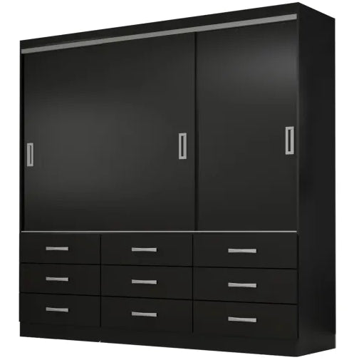 Guarda Roupa Casal 3 Portas 9 Gavetas-Isabela