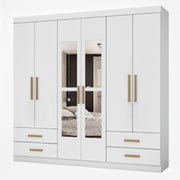 GUARDA ROUPA HERCULES 6PTS COM ESPELHO GOLD - BRANCO