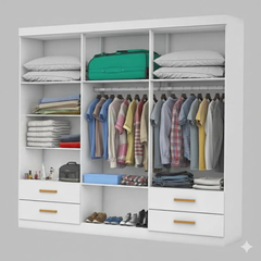 GUARDA ROUPA HERCULES 6PTS COM ESPELHO GOLD - BRANCO