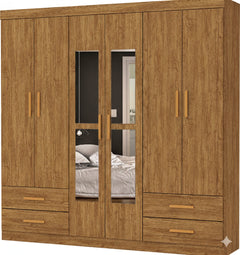 GUARDA ROUPA HERCULES 6PTS COM ESPELHO GOLD - BRANCO