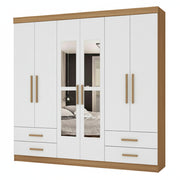 GUARDA ROUPA HERCULES 6PTS COM ESPELHO GOLD - BRANCO