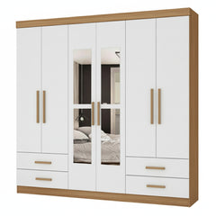 GUARDA ROUPA HERCULES 6PTS COM ESPELHO GOLD - BRANCO