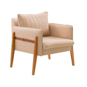 POLTRONA ORION CINTO EM COURO - VELUDO D68 BEGE COD.1002-A