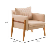 POLTRONA ORION CINTO EM COURO - VELUDO D68 BEGE COD.1002-A