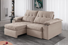 SOFA ITABORAI 2MOD 80 (2,10) - INCA BEGE CLARO 2 PE TABACO
