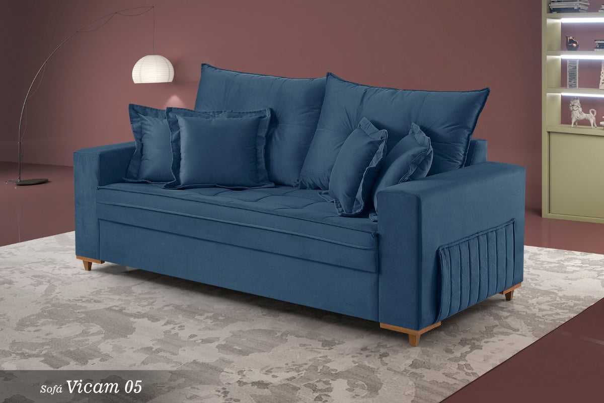 SOFA VICAM C/ ALMOFADAS 2M- 5018 CINZA CLARO