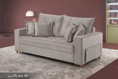 SOFA VICAM C/ ALMOFADAS 2M- 5018 CINZA CLARO