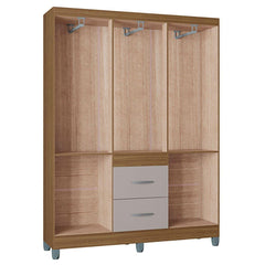 Guarda Roupa Milão Com Pé - 6 Portas 2 Gavetas - Castanho/off - Poquema