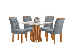 Mesa Berlim Quadrada Slim Cinamomo/off Com 4 Cadeiras Dubai