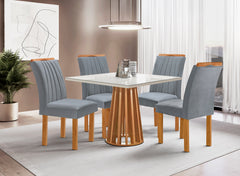 Mesa Berlim Quadrada Slim Cinamomo/off Com 4 Cadeiras Dubai