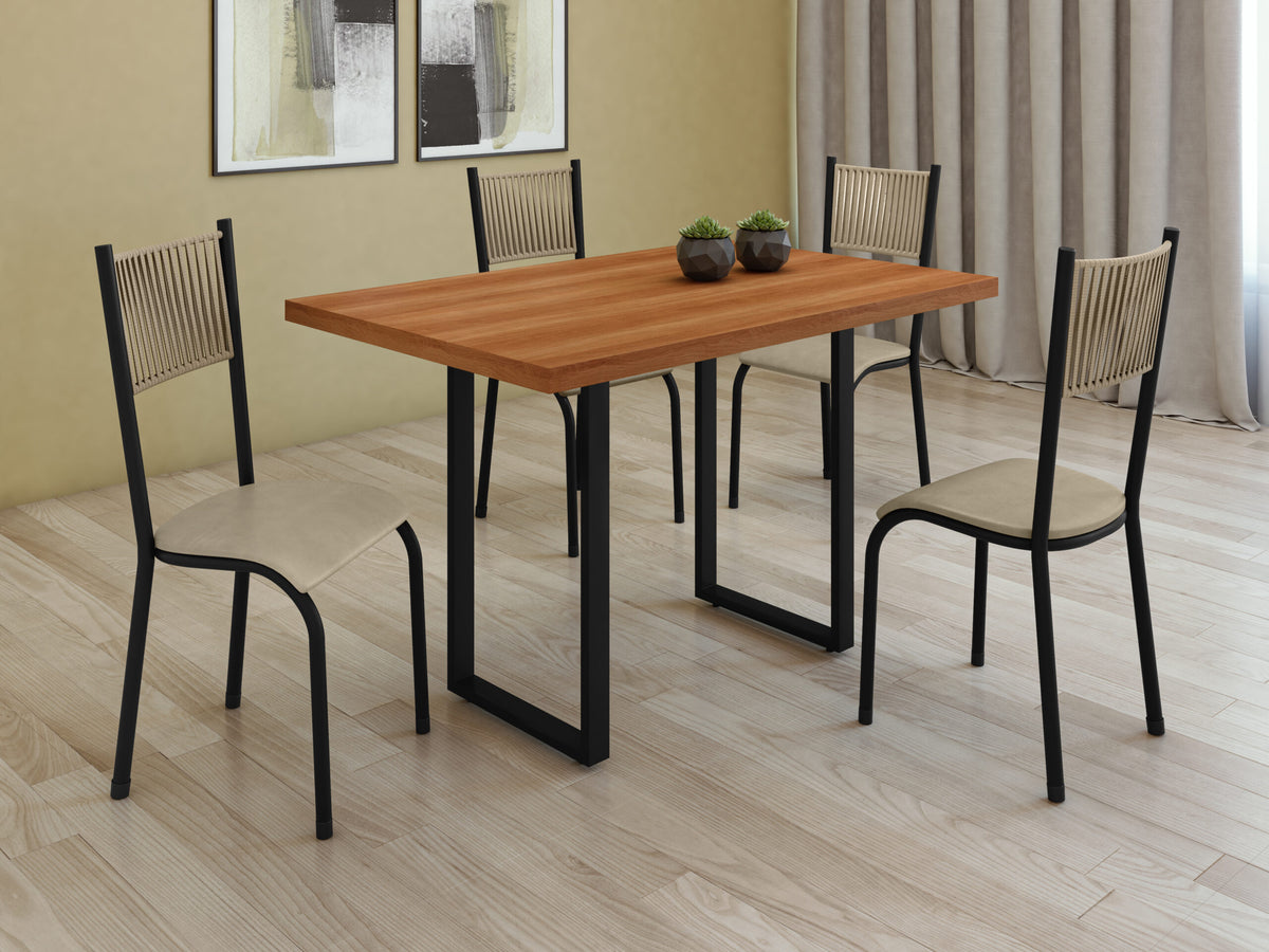 Jogo de Mesa Base U Tradicional com 4 cadeiras Mariana