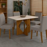 MESA MADRI 1.20X80 + 4 CAD MALAGA SUEDE CHUMBO (406)