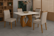 MESA MADRI 1.20X80 + 4 CAD MALAGA SUEDE CHUMBO (406)