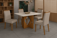 MESA MADRI 1.20X80 + 4 CAD MALAGA SUEDE CHUMBO (406)
