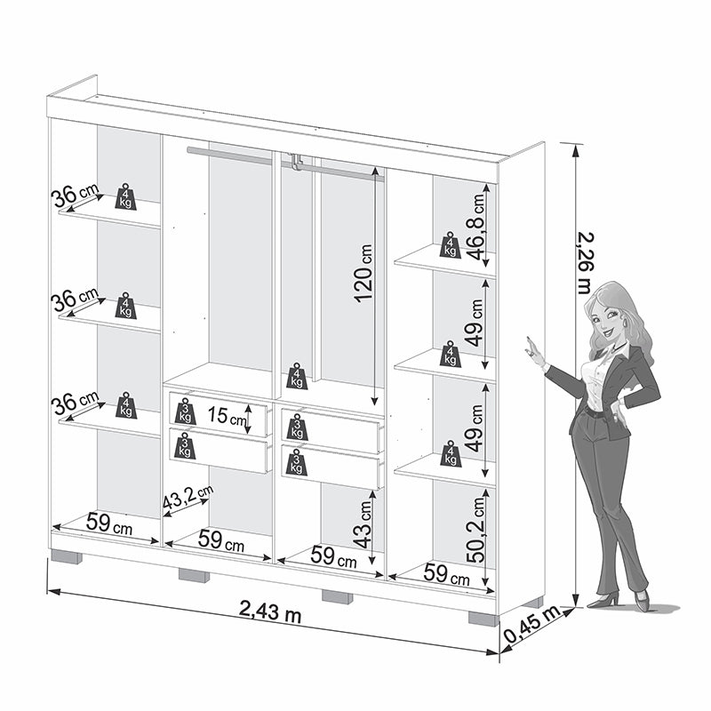Guarda-Roupa Casal 8 Portas Imop Milão