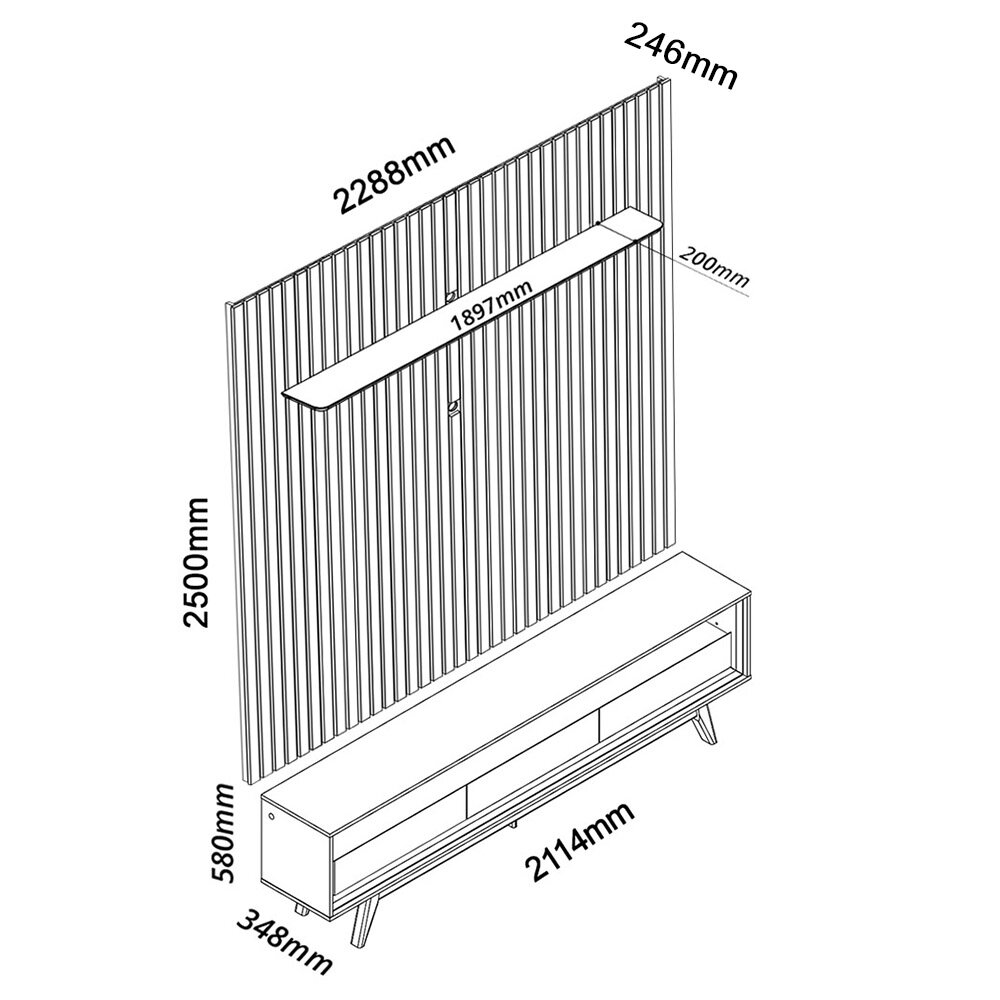 Painel Nobre 230 + Rack Requinte 212 Naturale/Off