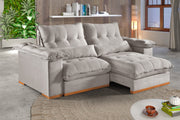SOFA LEBLON RETR. E RECL. 2,50MT BEGE PE TABACO - IDEALLE