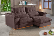 SOFA LEBLON RETR. E RECL. 2,50MT BEGE PE TABACO - IDEALLE