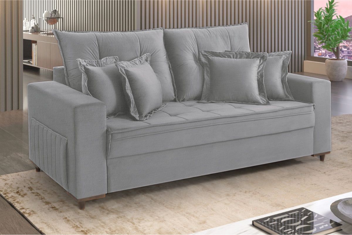 SOFA VICAM C/ ALMOFADAS 2M- 5018 CINZA CLARO