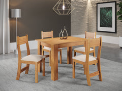 MESA PERLA + 4 CADEIRAS BRISA | ESTOFADO LINHO