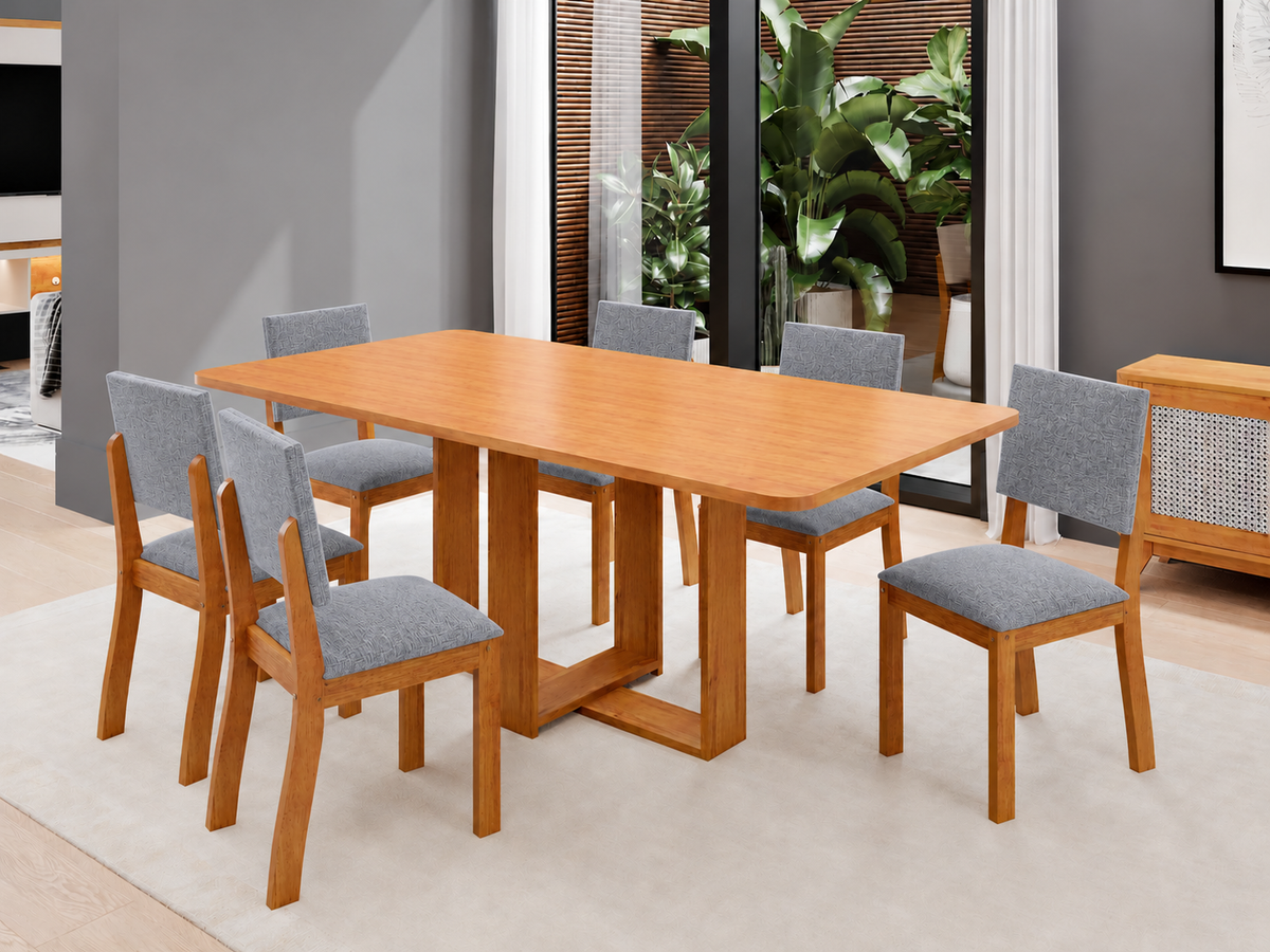 MESA LUAR COM 6 CADEIRAS BELA | LINHO