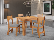 MESA PERLA + 4 CADEIRAS BRISA | ESTOFADO LINHO