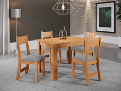 MESA PERLA + 4 CADEIRAS BRISA | ESTOFADO LINHO