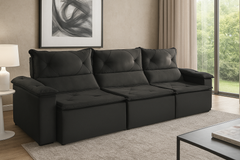 SOFA RETRATIL E RECLINAVEL ITALIA 3 MODULOS - AZUL