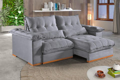 SOFA LEBLON RETR. E RECL. 2,50MT BEGE PE TABACO - IDEALLE