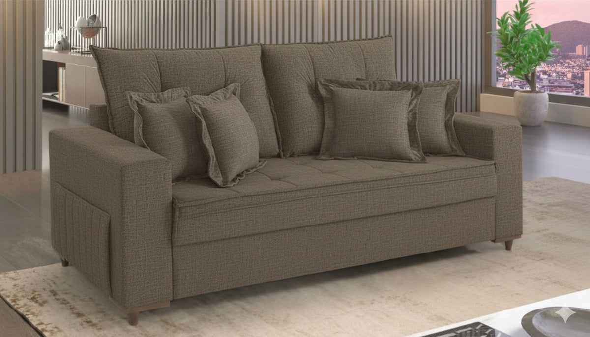 SOFA VICAM C/ ALMOFADAS 2M- 5018 CINZA CLARO