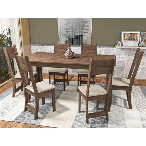 Mesa Caribe Com 6 Cadeiras- Noce Linho