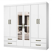 GUARDA ROUPA HERCULES 6PTS COM ESPELHO GOLD - BRANCO