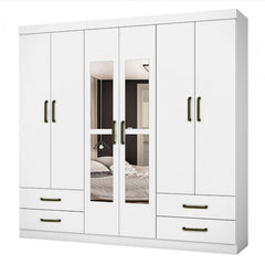 GUARDA ROUPA HERCULES 6PTS COM ESPELHO GOLD - BRANCO