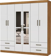 GUARDA ROUPA HERCULES 6PTS COM ESPELHO GOLD - BRANCO