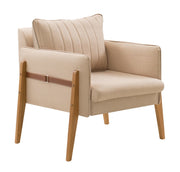POLTRONA ORION CINTO EM COURO - VELUDO D68 BEGE COD.1002-A