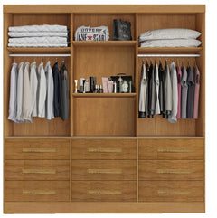 GUARDA ROUPA ATHENAS 3 PORTAS 9 GAVETAS | COM ESPELHO E KIT PES