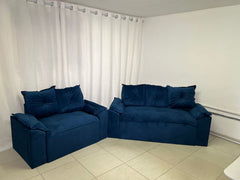 SOFA 2 E 3 LUGARES MALDIVAS - AZUL LISO